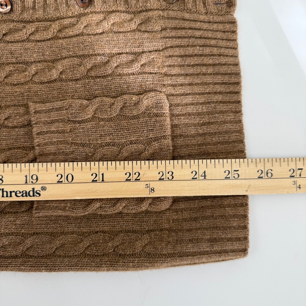 J.Crew Cable Knit Cardigan Sweater Camel Merino Wool Angora Cashmere L Preppy - Picture 8 of 9